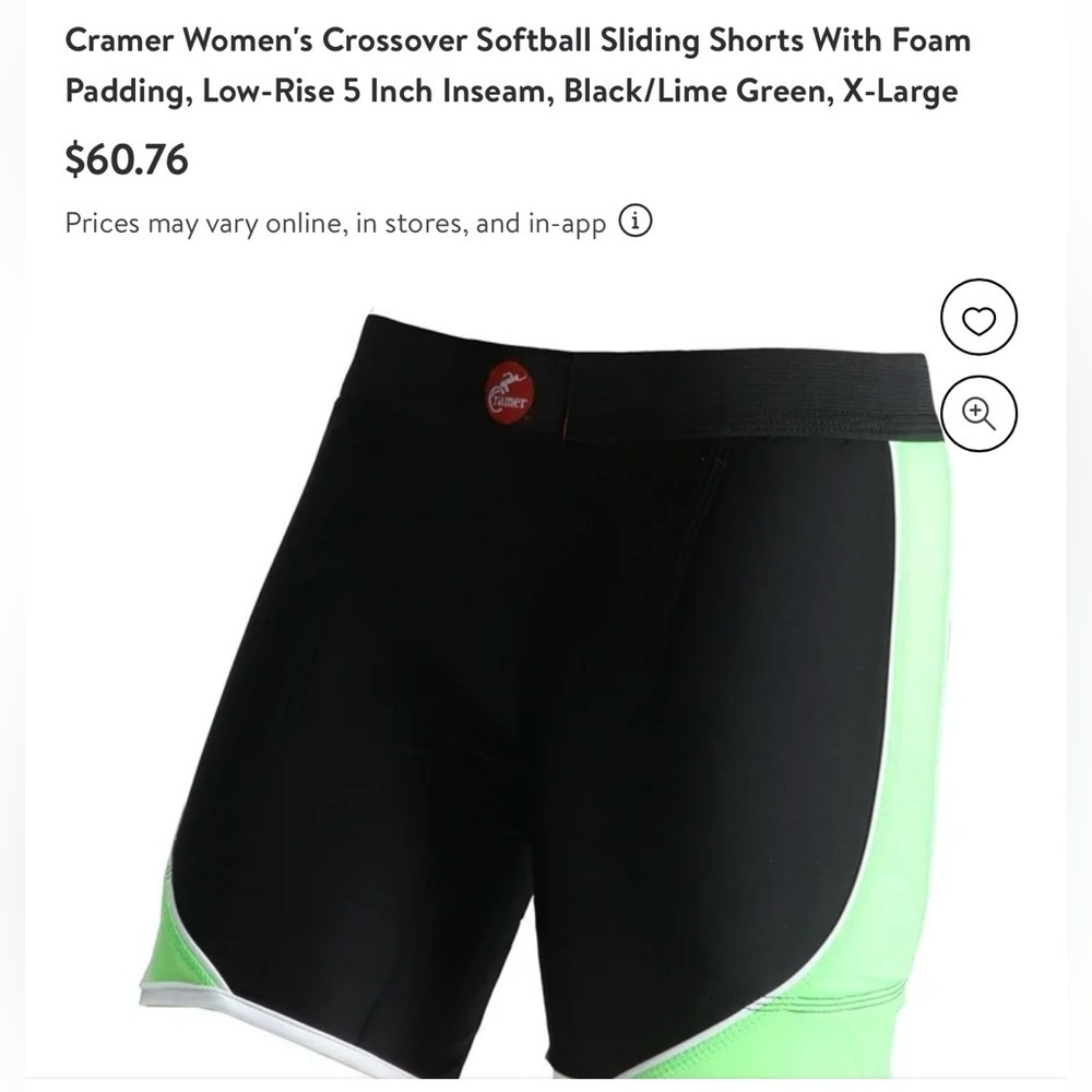 Cramer - NWT - Crossover Sliding Shorts with Foam Padding